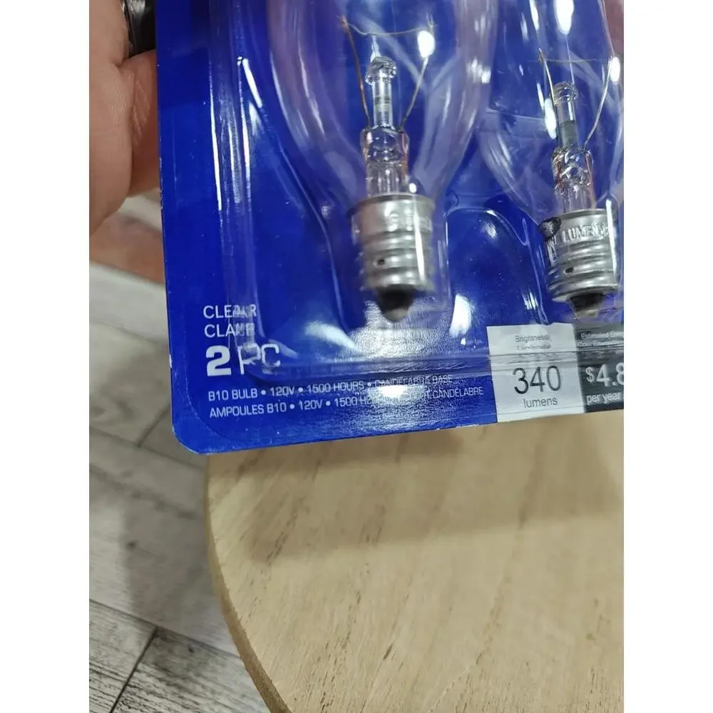 Chandelier Light Bulbs Clear 40w Clear B10 340 Lumens 120 Volt 2 Pack Bulbs New